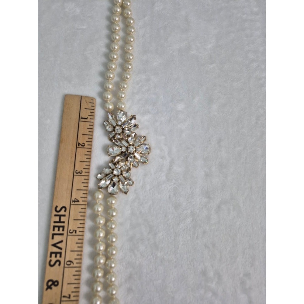 Necklace J. Crew Cream Gem Pearl Double Strand Statement Jewelry - Picture 9 of 16